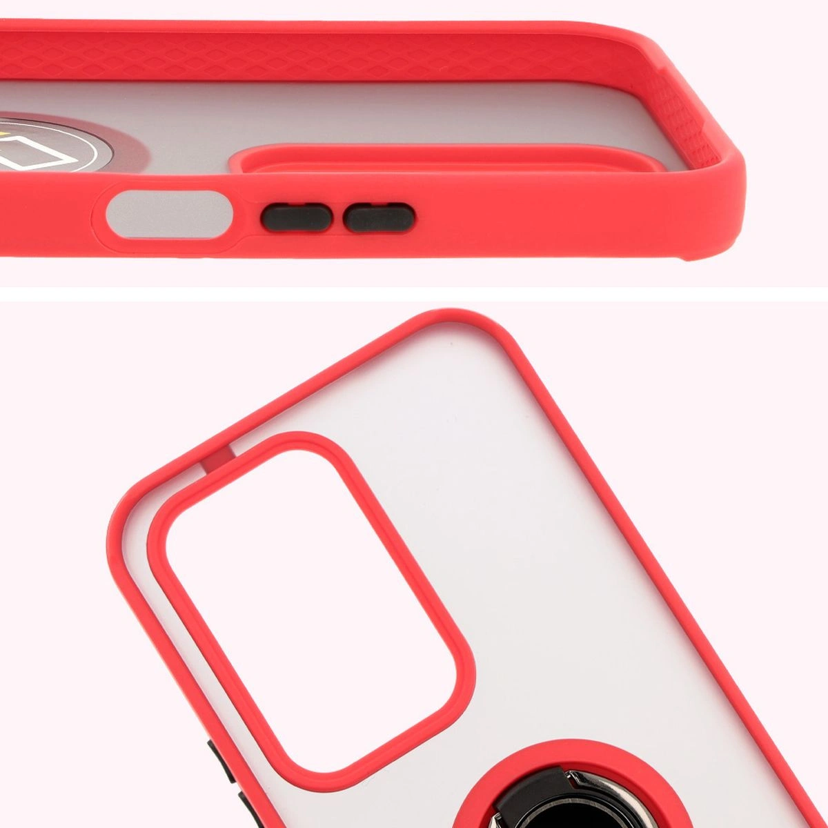 Bizon Case Hybrid Ring Honor 200 Lite smoky with a red frame