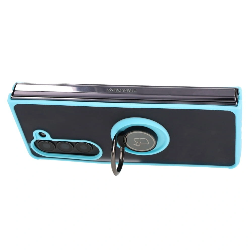 Bizon Case Hybrid Ring Samsung Galaxy Z Fold5 smoky with a light blue frame