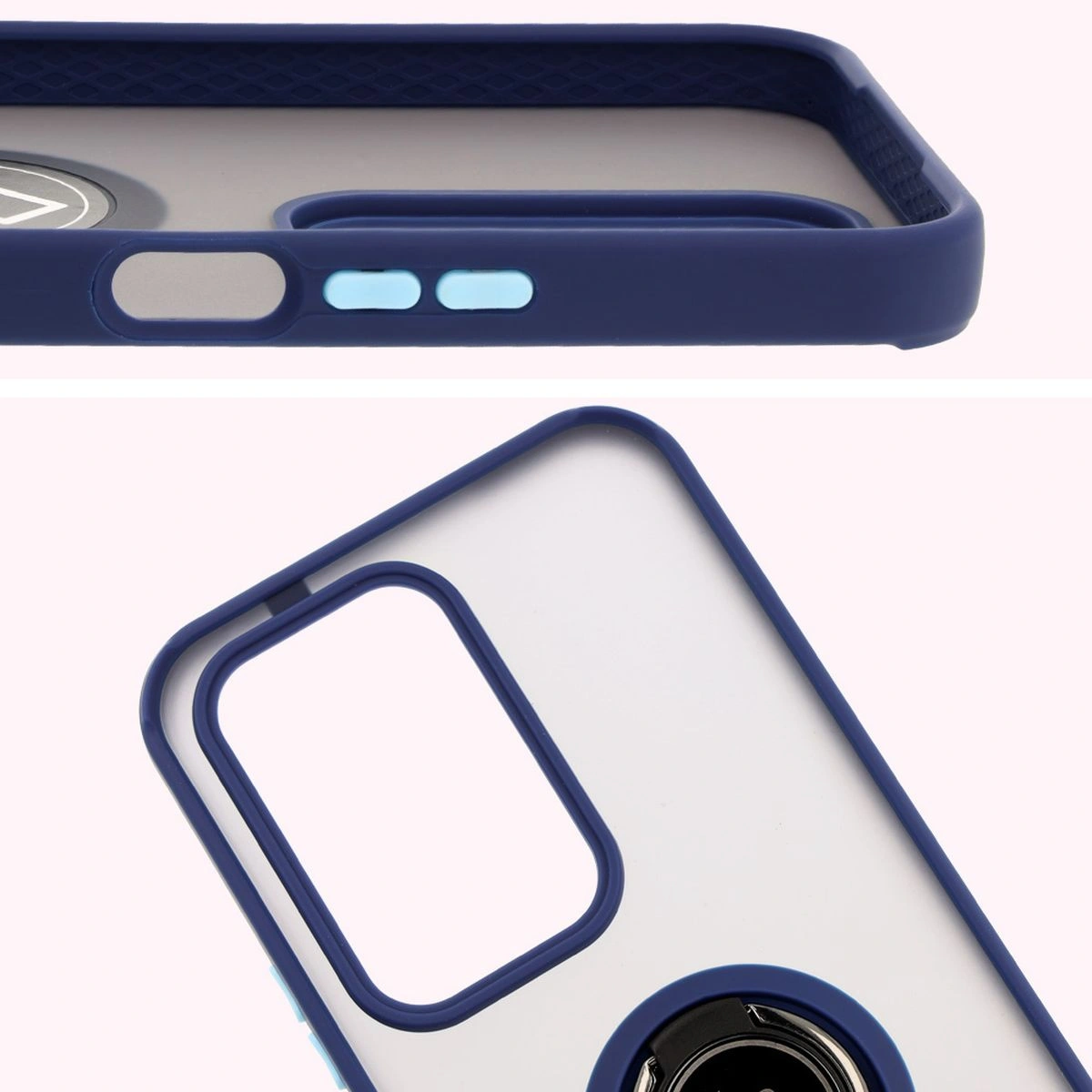 Bizon Case Hybrid Ring Honor 200 Lite smoky with a navy blue frame