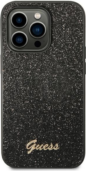 Guess GUHCP14LHGGSHK Apple iPhone 14 Pro black hard case Glitter Script