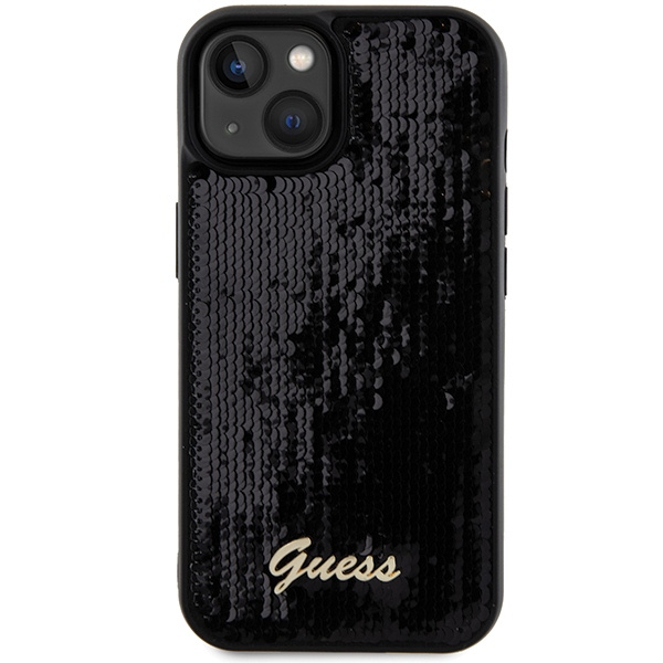 Guess GUHCP14SPSFDGSK Apple iPhone 15 / 14 hardcase Sequin Script Metal black