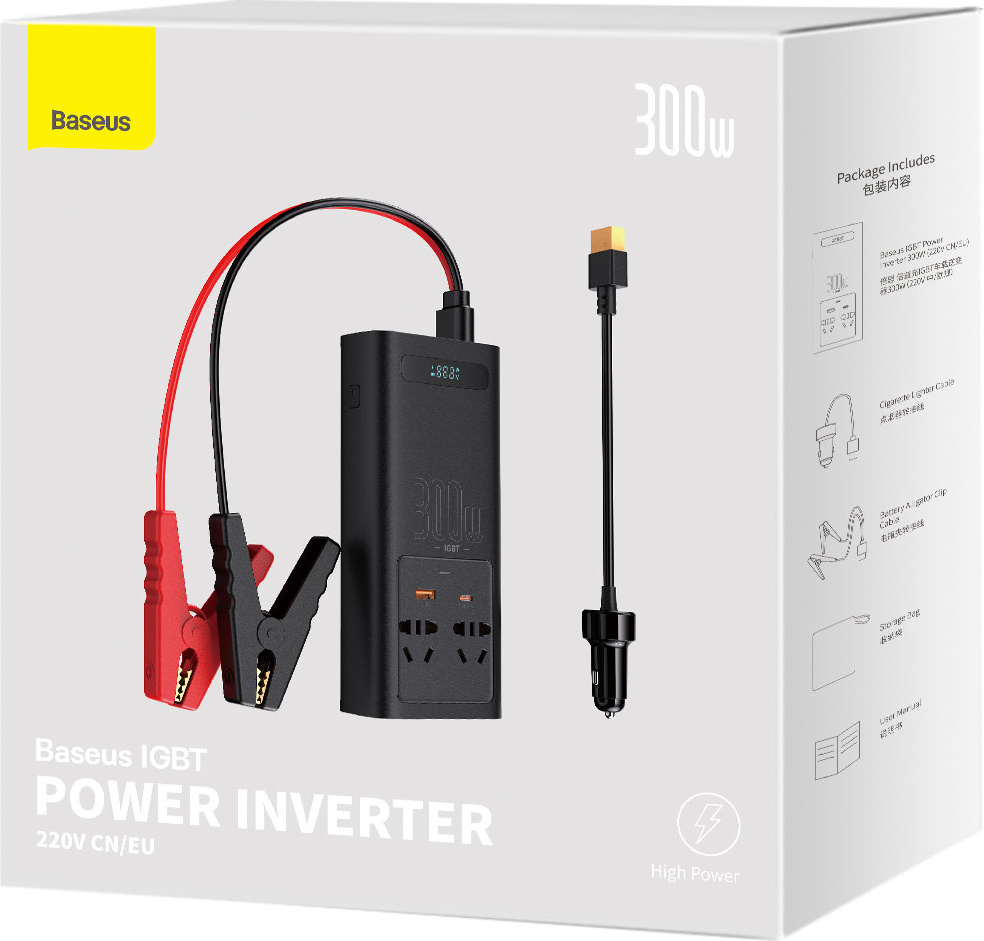 Baseus IGBT Car Inverter Inverter 300W 220V (CN / EU Plug) Black