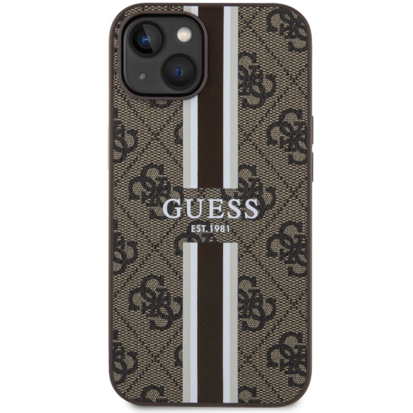 Guess GUHMP14SP4RPSW Apple iPhone 14 brown hardcase 4G Printed Stripes MagSafe