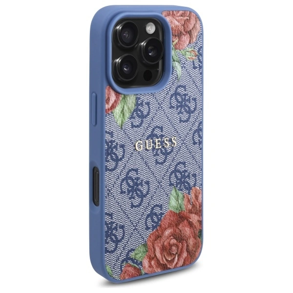 Guess GUHMP16XP4ROPEMCB Apple iPhone 16 Pro Max hardcase 4G Flowers Print MagSafe blue