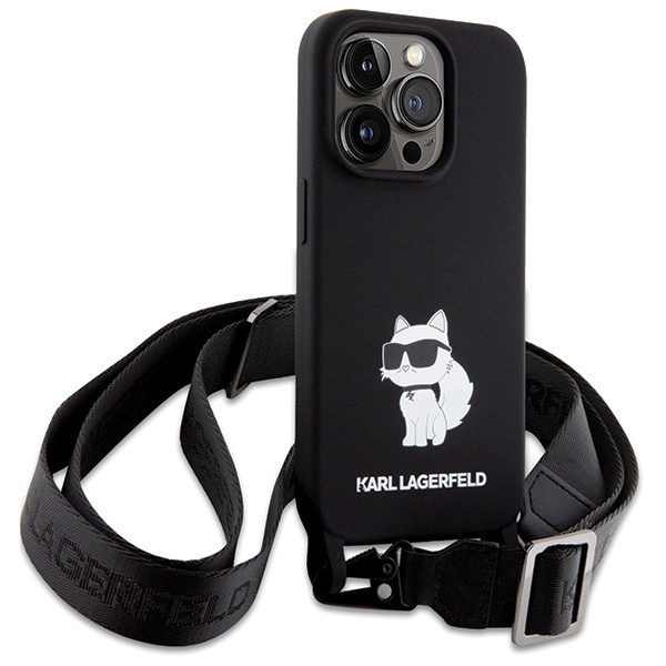 Karl Lagerfeld KLHCP15XSCBSCNK Apple iPhone 15 Pro Max hardcase Crossbody Silicone Choupette black