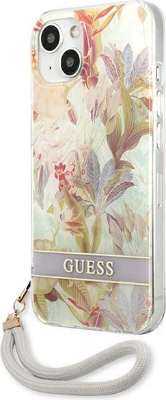 Guess GUHCP13SHFLSU Apple iPhone 13 mini purple hardcase Flower Strap
