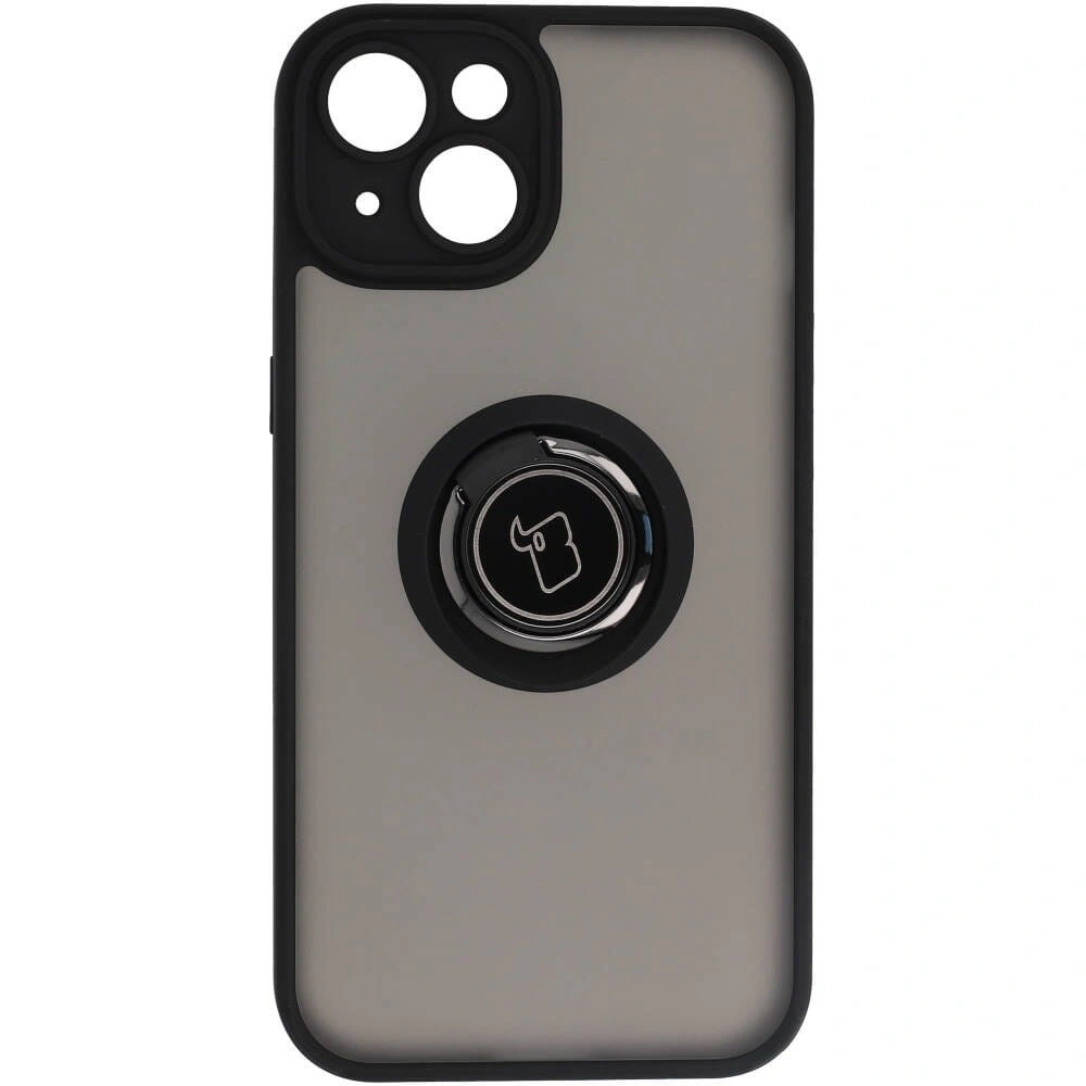 Bizon Case Hybrid Ring Apple iPhone 14 smoky with a black frame