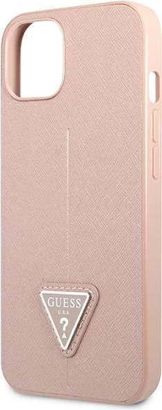 Guess GUHCP13SPSATLP Apple iPhone 13 mini pink hardcase Saffiano Triangle Logo