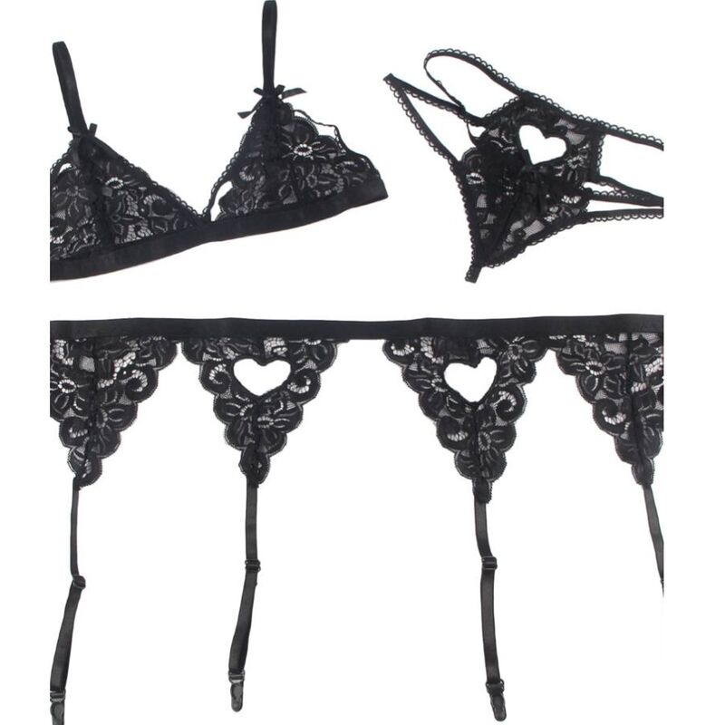 SUBBLIME SET - THREE PIECES SET BRA + GARTER BELT + THONG S/M SUBBLIME SET - THREE PIECES SET BRA + GARTER BELT + THONG S/M