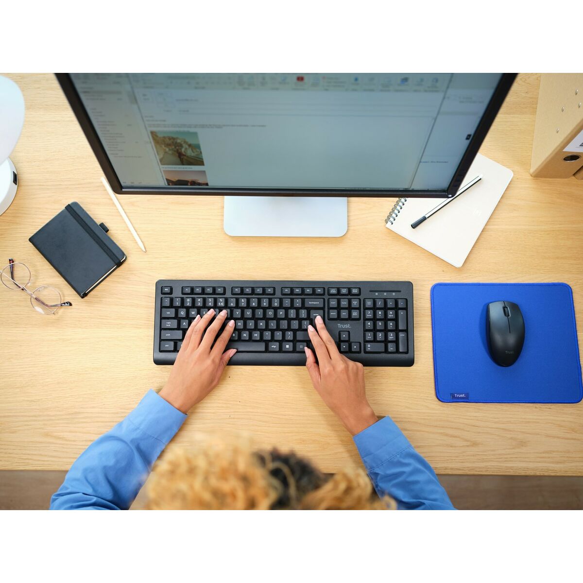 Keyboard and Wireless Mouse Trust Primo  Black Monochrome English EEUU Qwerty US