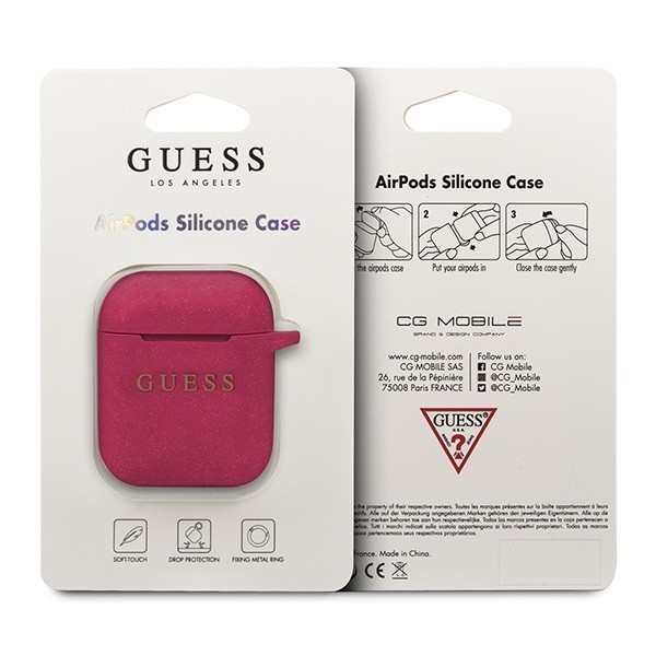 Guess GUACCSILGLFU AirPods cover fuchsia Silicone