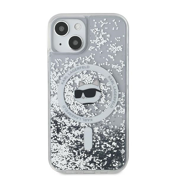 Karl Lagerfeld KLHMP13MLGCHSGH Apple iPhone 13 hardcase Liquid Glitter Choupette Head Magsafe transparent