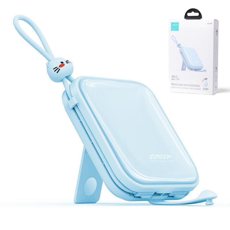 Powerbank Joyroom JR-L008 Cutie Series 10000mAh 22.5W Stand + USB-C and Lightning cables blue