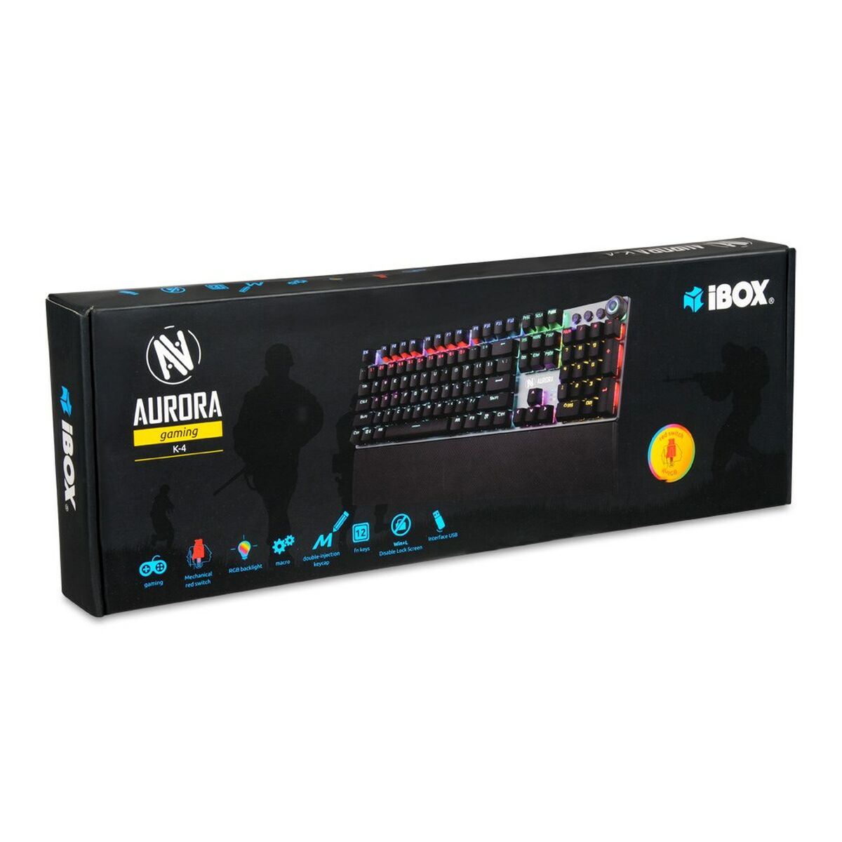 Keyboard Ibox AURORA K-4 Black Black/Silver QWERTY Keyboard Ibox AURORA K-4 Black Black/Silver QWERTY