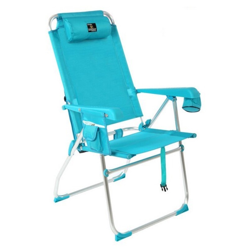 Fotel rozkładany Niebieski Aluminium