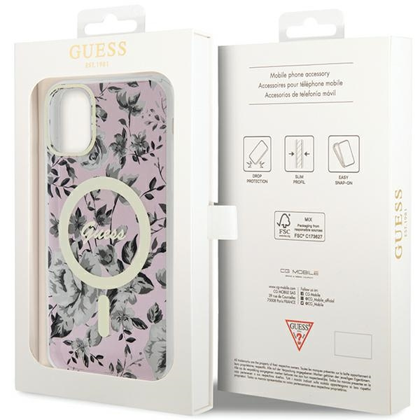 Guess GUHMN61HCFWSP Apple iPhone 11/XR pink hardcase Flower MagSafe