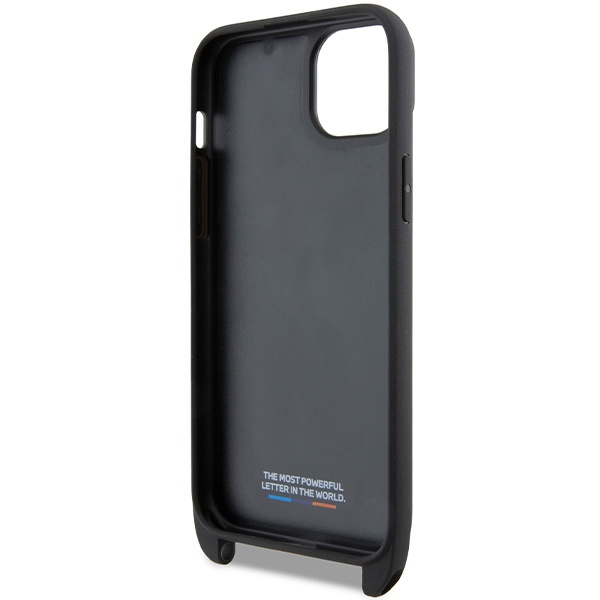 BMW BMHCP15S23PSVTK Apple iPhone 15 / 14 / 13 hardcase M Edition Carbon Tricolor Lines & Strap black