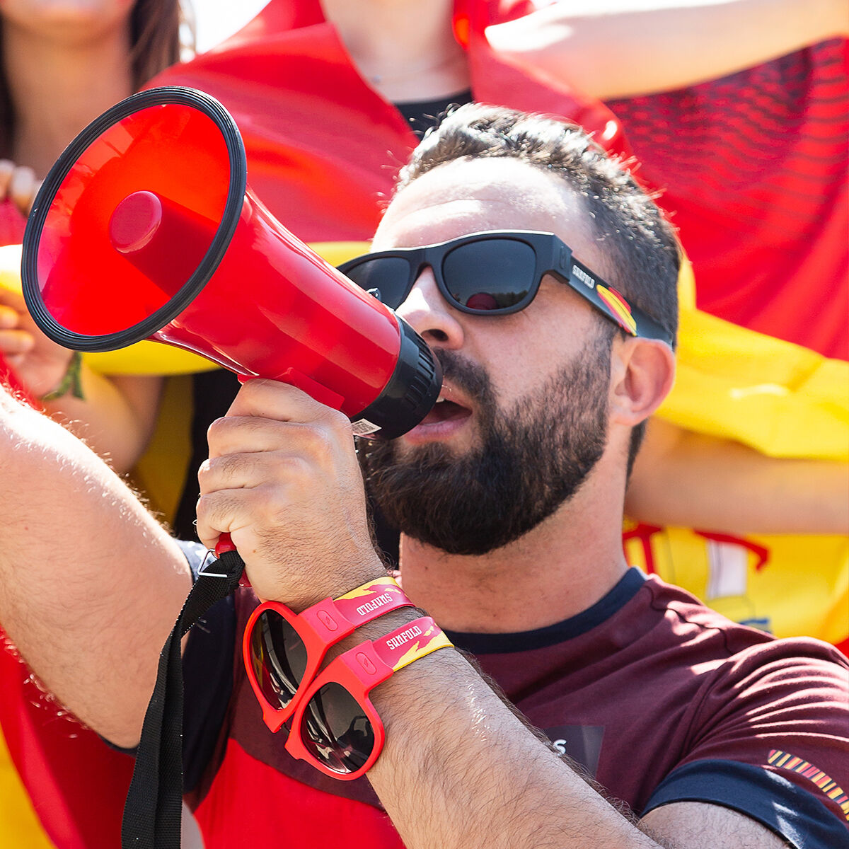 Sunfold Klappbare Roll up Brille Fußball WM Spanien Rot