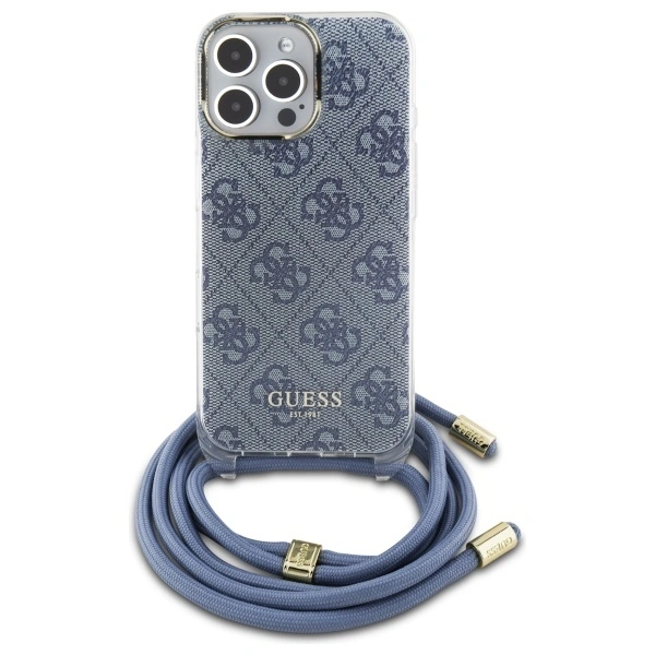 Guess GUHCP16LHC4SEB Apple iPhone 16 Pro hardcase Crossbody Cord 4G Print blue