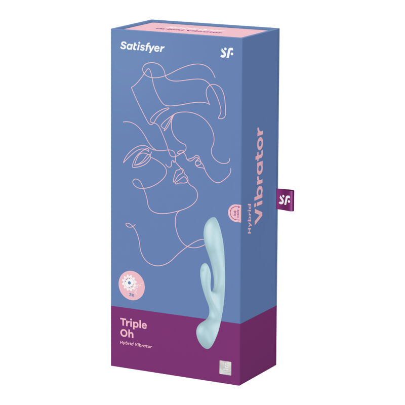 SATISFYER TRIPLE OH HYBRID VIBRATION - BLUE