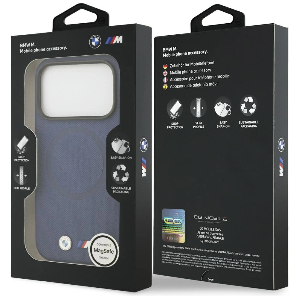 Etui BMW M FW Metal Logo MagSafe do Apple iPhone 17 Pro Max granatowy