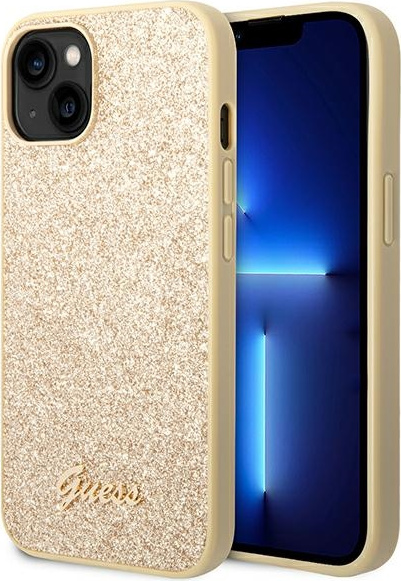 Guess GUHCP14SHGGSHD Apple iPhone 14 gold hard case Glitter Script