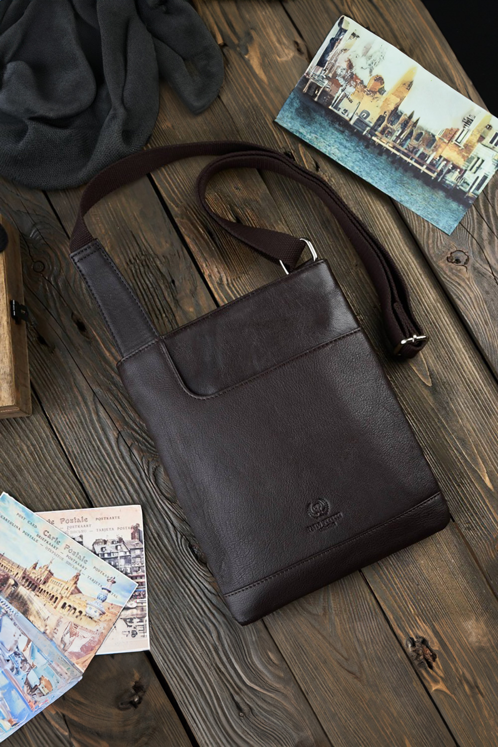  Natural leather bag model 191539 Galanter  brown