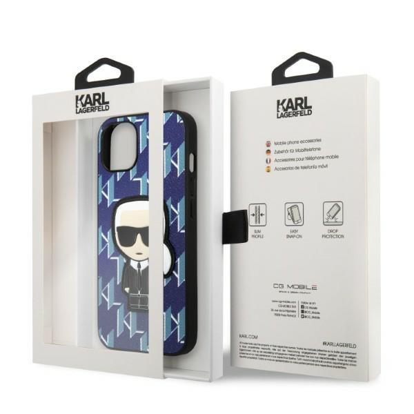 Karl Lagerfeld KLHCP13MPMNIKBL Apple iPhone 13 hardcase blue Monogram Ikonik Patch