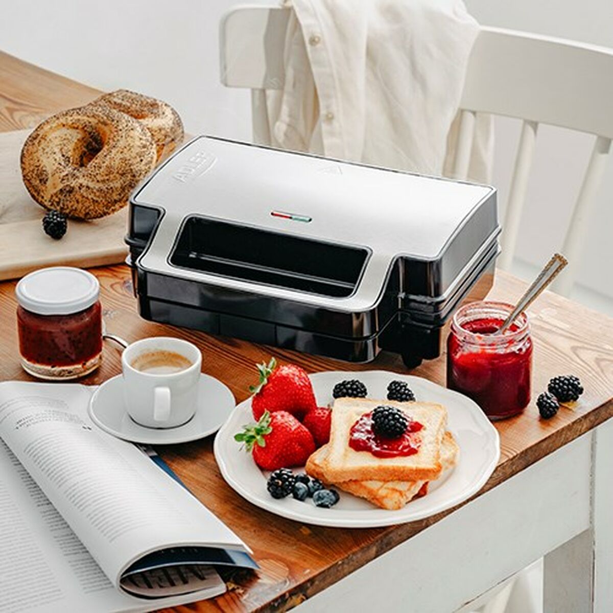 Sandwich Maker Adler AD 3073 Black Silver Sandwich Maker Adler AD 3073 Black Silver