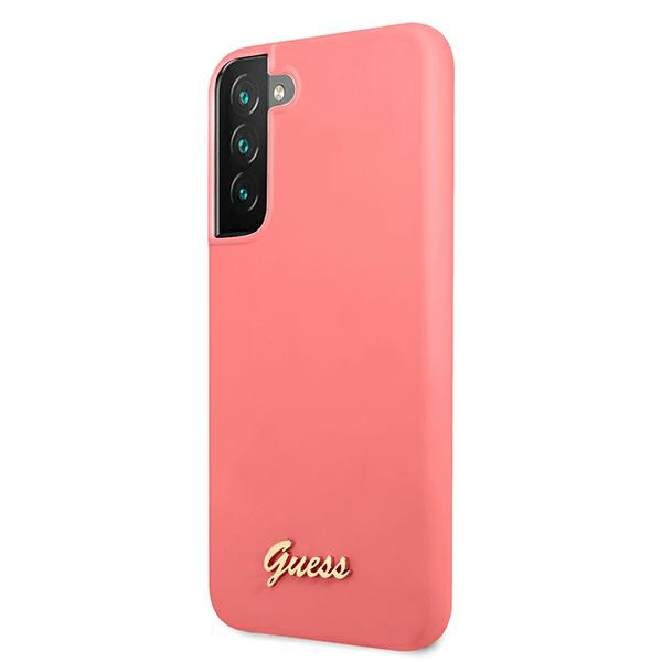 Guess GUHCS22MLSLMGFU Samsung Galaxy S22+ Plus fuchsia hardcase Silicone Script Metal Logo