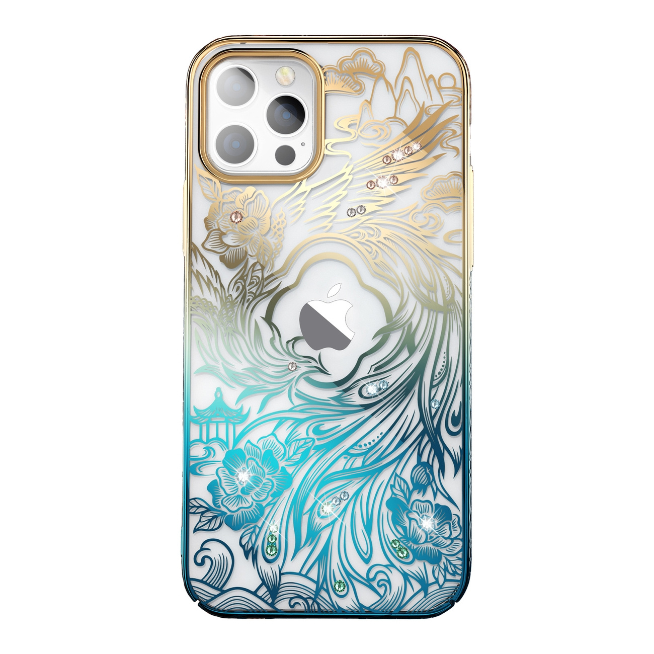 Kingxbar Phoenix Full Swarovski Apple iPhone 14 Plus gold-blue