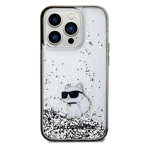 Karl Lagerfeld KLHCP14LLKCNSK Apple iPhone 14 Pro hardcase Liquid Glitter Choupette transparent