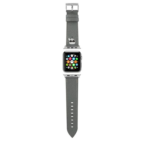 Karl Lagerfeld KLAWMOKHG Apple Watch 4/5/6/7/SE 40/41mm silver strap Saffiano Karl Heads