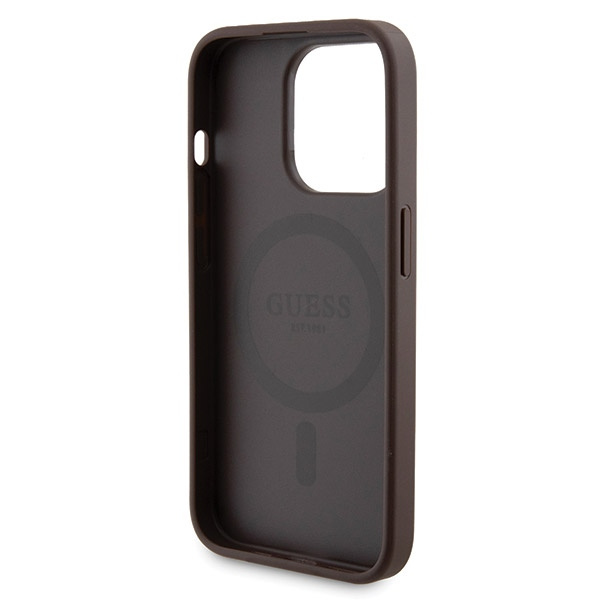 Guess GUBPM5P15L4GEMGW Apple iPhone 15 Pro hardcase + Powerbank 5000mAh MagSafe 4G Metal Logo brown