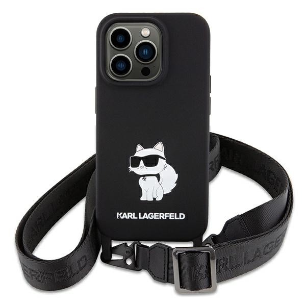 Karl Lagerfeld KLHCP15SSCBSCNK Apple iPhone 15 hardcase Crossbody Silicone Choupette black