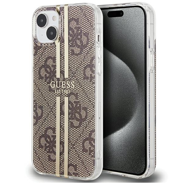 Guess GUHCP15MH4PSEGW Apple iPhone 15 Plus / 14 Plus hardcase IML 4G Gold Stripe brown