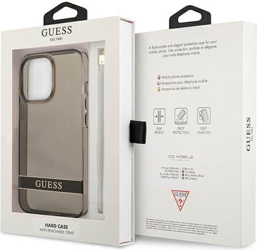Guess GUHCP13LHTSGSK Apple iPhone 13 Pro black hardcase Translucent Stap