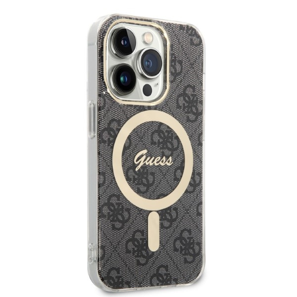 Guess GUBPP14LH4EACSK Case + Wireless Charger Apple iPhone 14 Pro black hard case 4G Print MagSafe