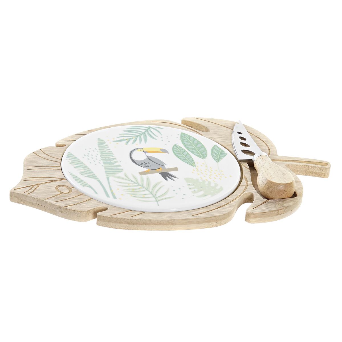 Cheeseboard DKD Home Decor 28 x 18 x 3 cm Multicolour Stoneware Tropical