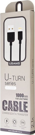 USAMS Cable U-Turn Lightning 1m black 2A IPUSBXD01 (US-SJ097)