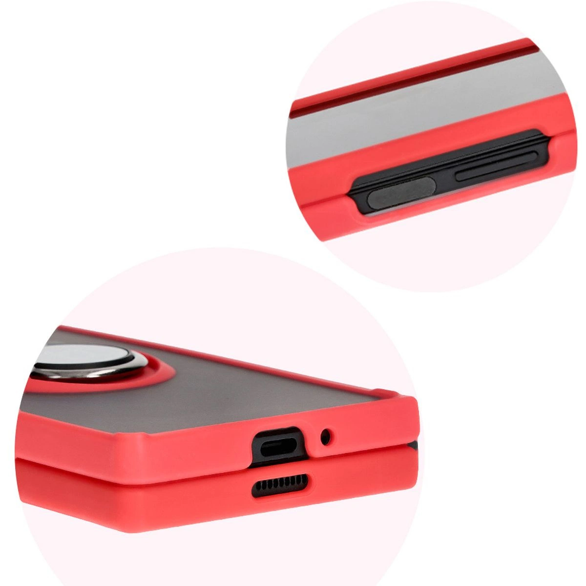 Bizon Case Hybrid Ring Samsung Galaxy Z Fold6 smoky with a red frame