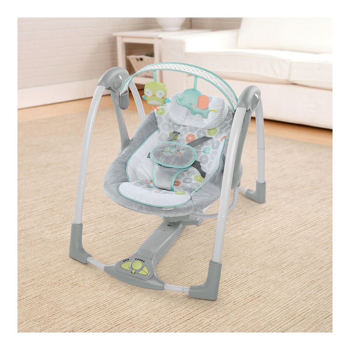 Rocking Chair Ingenuity Compact Swing - Hugs & Hoots Grey White