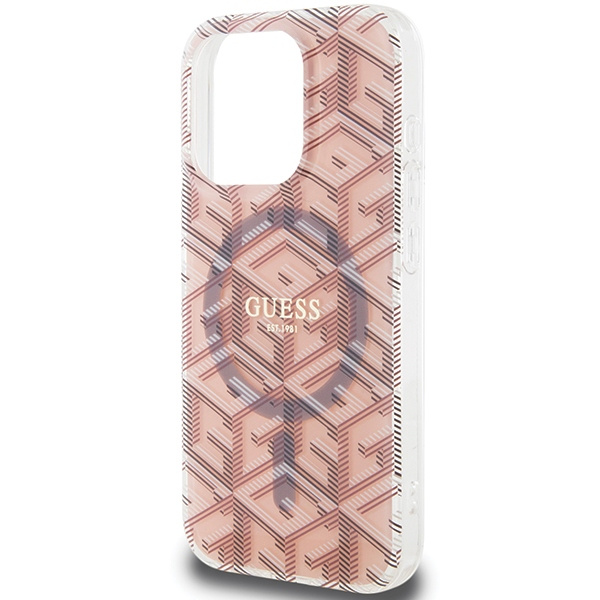 Guess GUHMP15LHGCUSTGP Apple iPhone 15 Pro hardcase IML GCube MagSafe pink