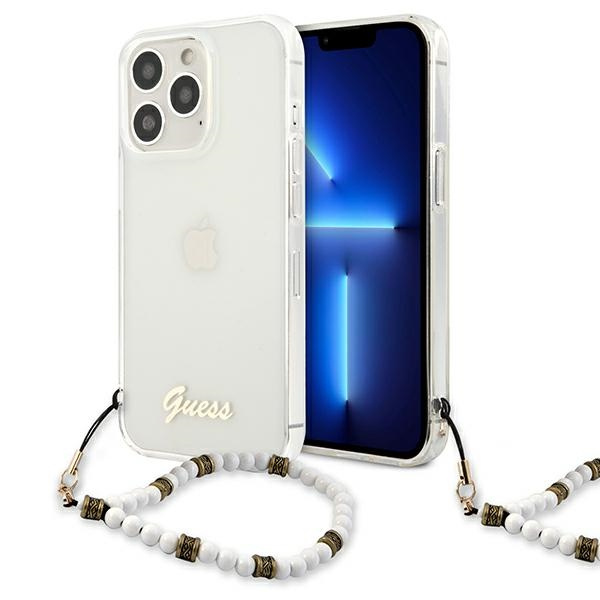 Guess GUHCP13LKPSWH Apple iPhone 13 Pro Transparent hardcase White Pearl