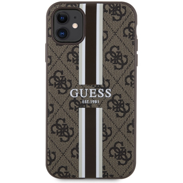 Guess GUHMN61P4RPSW Apple iPhone 11/XR brown hardcase 4G Printed Stripes MagSafe