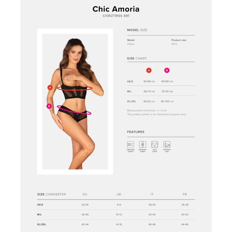 OBSESSIVE - CHIC AMORIA SET 2 PIECES WITHOUT CUP XL/XXL