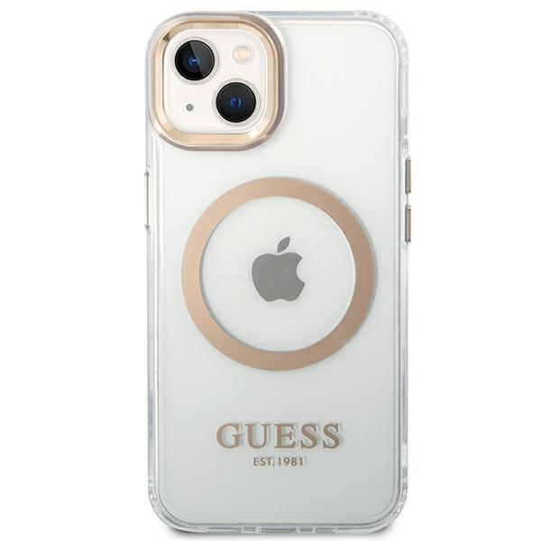 Guess GUHMP14SHTRMD Apple iPhone 14 gold hard case Metal Outline Magsafe