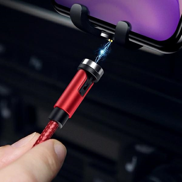 USAMS Magnetic Nylon Cable U59 Lightning 2.1A Fast Charge 1m red SJ472USB02 (US-SJ472) 