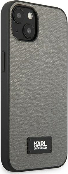Karl Lagerfeld KLHCP13MSFMP2DG Apple iPhone 13 hardcase silver Saffiano Plaque