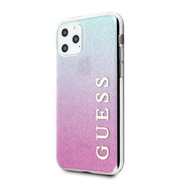 Guess GUHCN65PCUGLPBL iPhone 11 Pro Max pink blue hard case Glitter Gradient